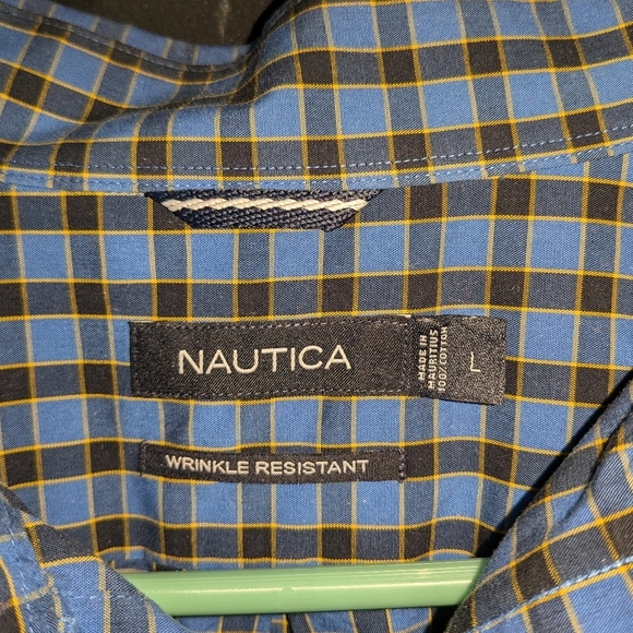 2 Men's Nautica Plaid Button-Up Shirts - Blue and Green - Picture 6 of 7